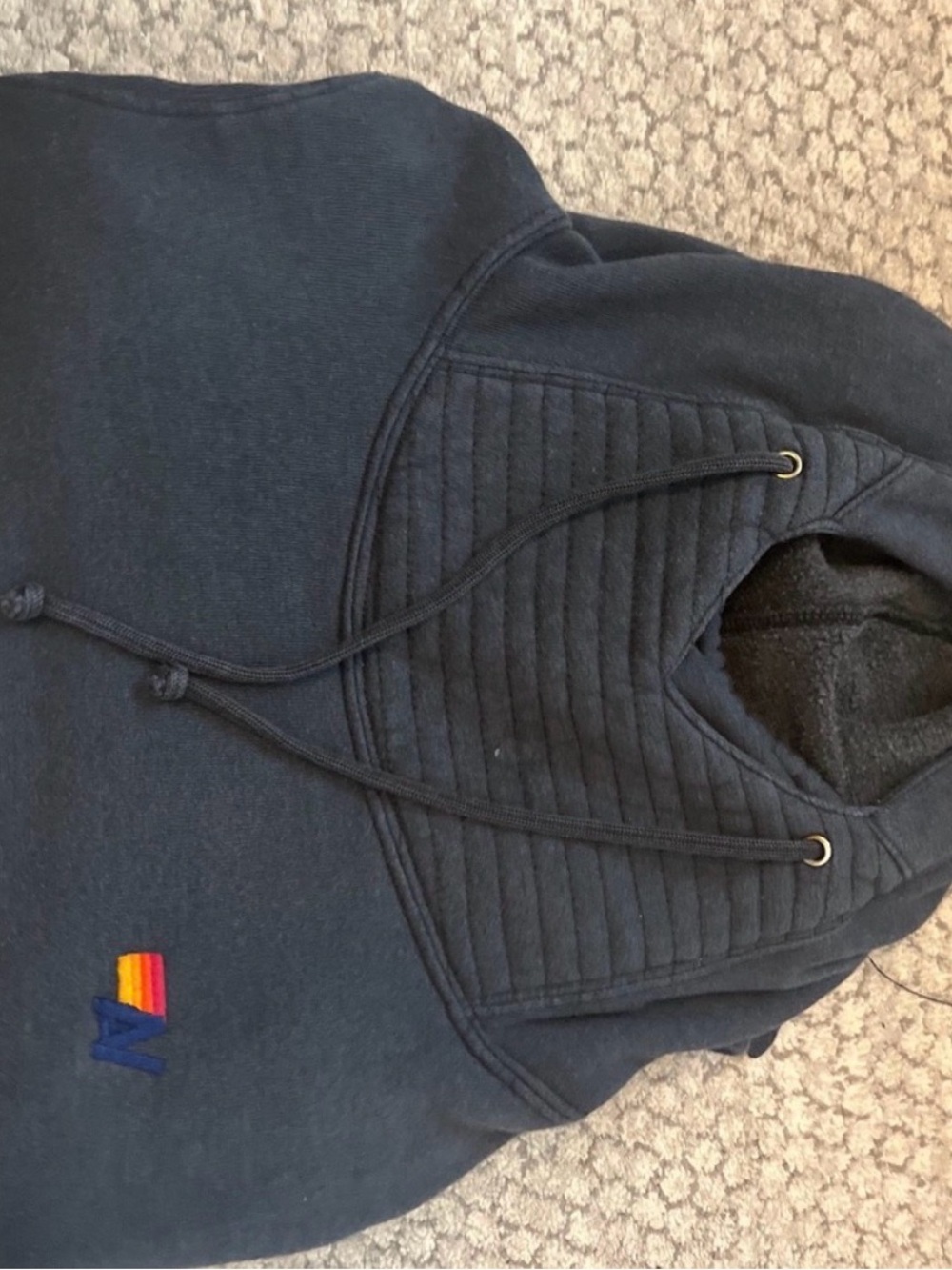Aviator Nation Kids Navy Hoodie with Rainbow Embroidered 'A'